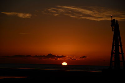 Scenic view of sea against orange sky