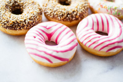 High angle view of donut on table