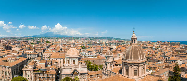 Aerial panoramic view of trapani harbor, sicily, italy.