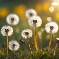 Close-up of dandelion flowers on field