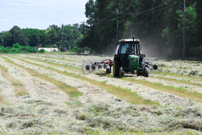 Tractor on agricultural field