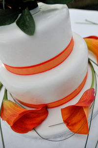 High angle view of cake on table