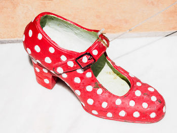 High angle view of shoes on table