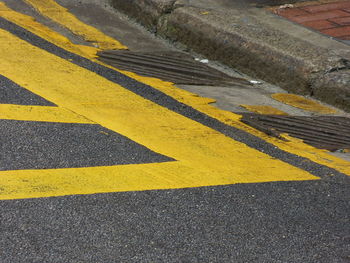 High angle view of yellow road