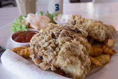 Close-up of meal served in plate
