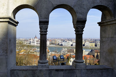 View of historic buildings against sky