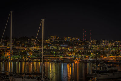 Illuminated cityscape at night