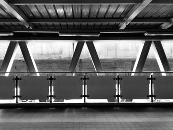 View of empty railroad station platform