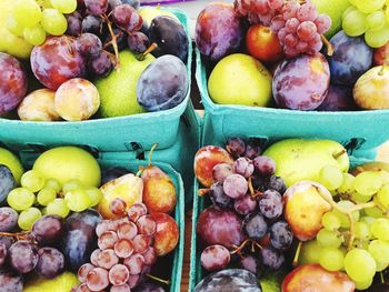 High angle view of fruits for sale in market