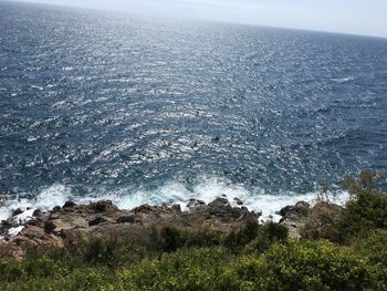 High angle view of sea against sky