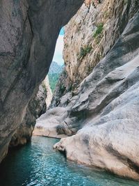 Scenic view of rock formation in sea