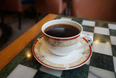 Close-up of coffee on table