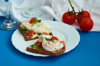 Close-up of breakfast served on table