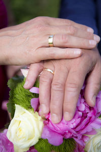 Midsection of woman holding flower