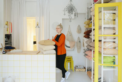 Woman working in shop