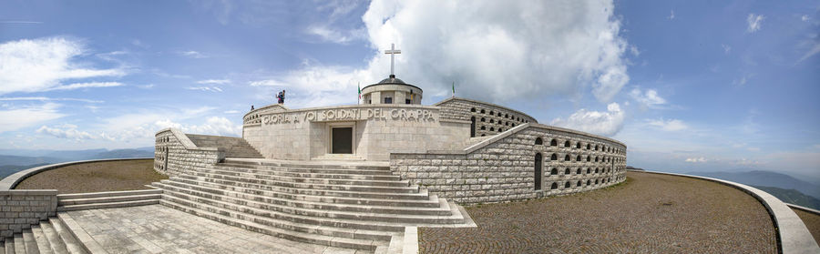 Military shrine memorial of bassano del grappa - panoramic view of monte grappa