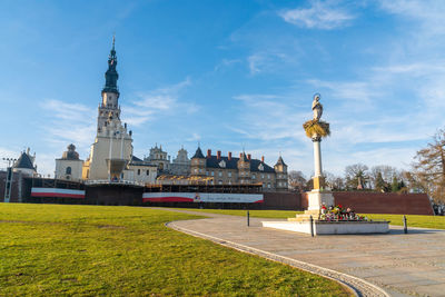 Low angle view of buildings against sky