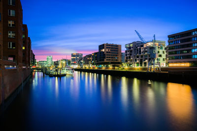 Blue hour at sandtorhafen in hamburg