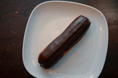 High angle view of dessert in plate on table