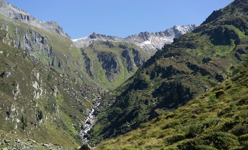 Scenic view of mountains against clear sky