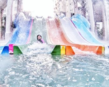 Man swimming in pool