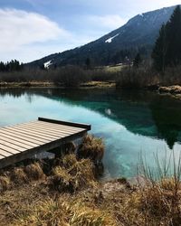 Scenic view of lake against sky