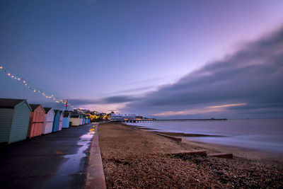 Dawn breaking over the north sea at felixstowe, suffolk, uk