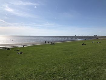 Scenic view of beach against sky