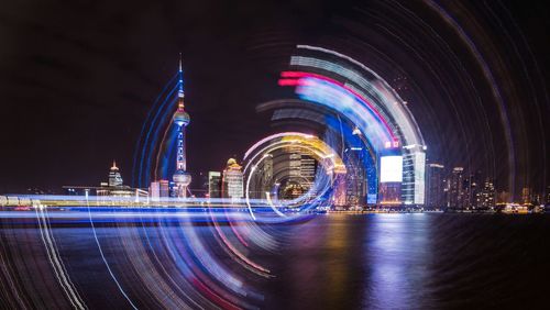 Light trails in city at night