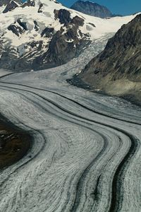 Aerial view of snowcapped mountain road