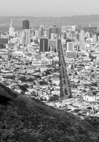 High angle view of buildings in city