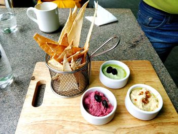 Close-up of breakfast on table