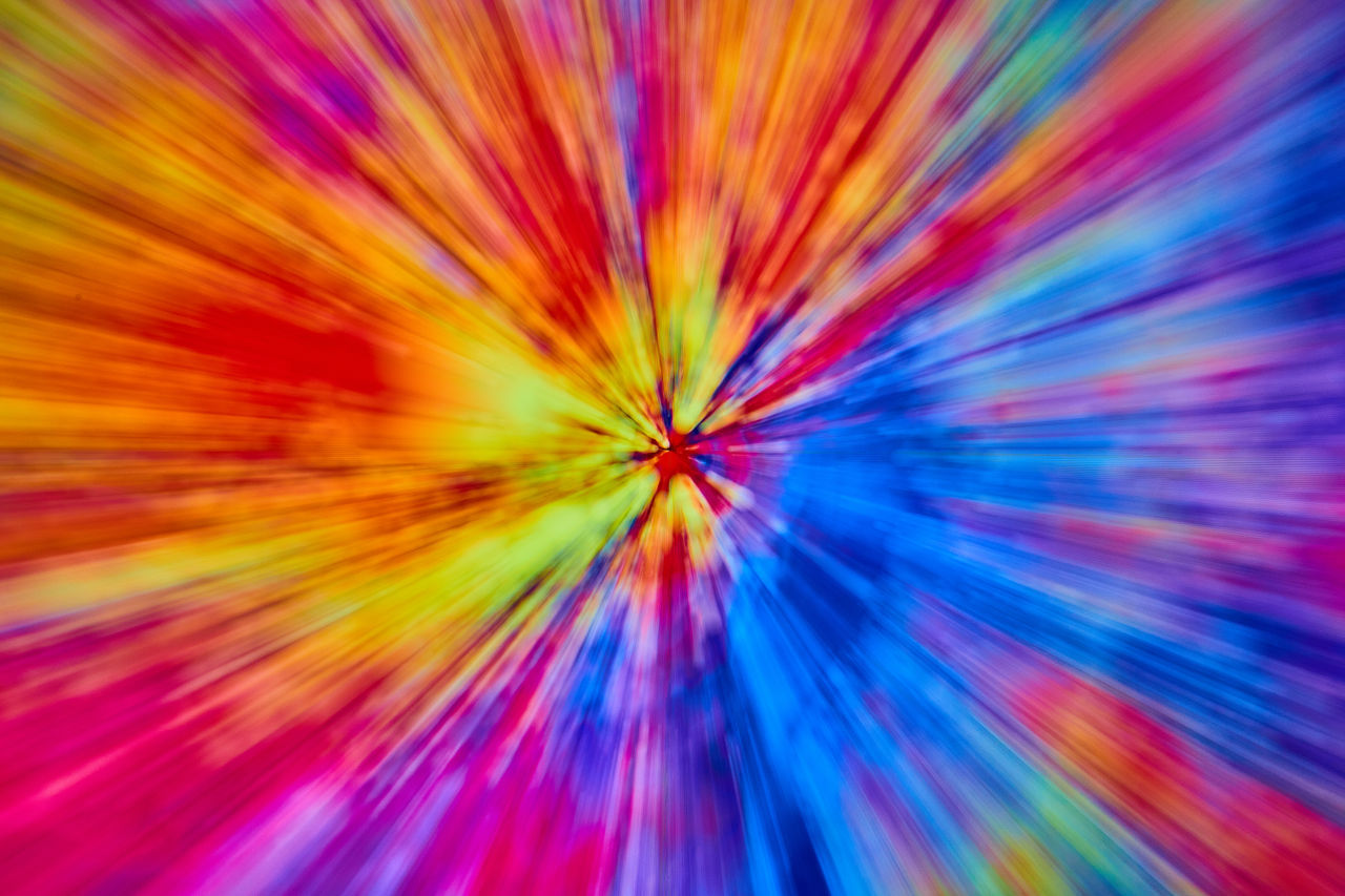 multi colored, abstract, backgrounds, pattern, motion, no people, sunlight, circle, flower, full frame, vibrant color, light - natural phenomenon, line, creativity, illuminated, blue, blurred motion, studio shot, macro photography, red, close-up, exploding