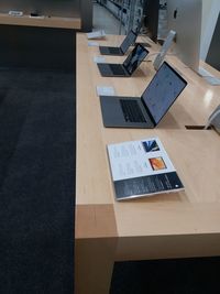 High angle view of computer keyboard on table