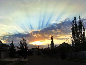 Silhouette of buildings at sunset