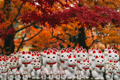 Lucky cats statue inside gotokuji temple, neko temple in tokyo, japan.