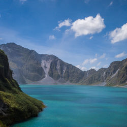 Crystal clear lake in the volcano crater