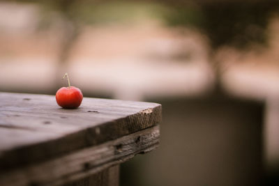 Close up of cherry on table