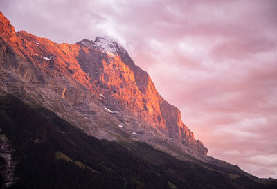 Scenic view of mountain against sky during sunset