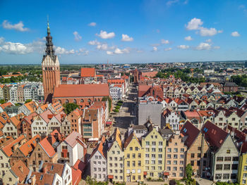 Aerial view of the old town in elblag, poland