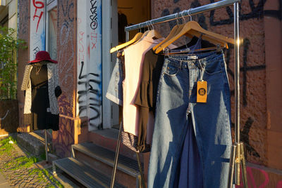 Clothes hanging on window