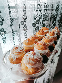 High angle view of cupcakes on table