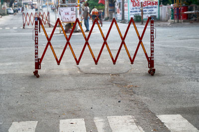 View of road barrier in town