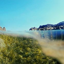 Scenic view of sea against clear sky