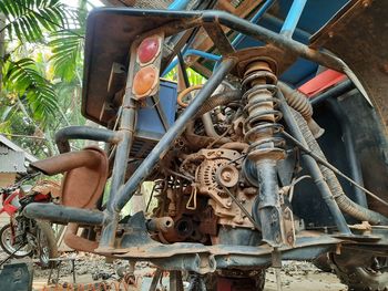 Close-up of old rusty wheel