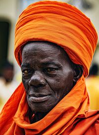 Close-up of man wearing hat