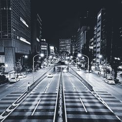 City street and buildings at night