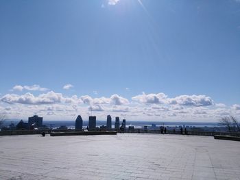 Scenic view of sea against blue sky
