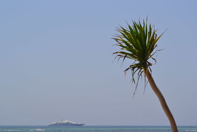 Scenic view of calm sea against clear sky