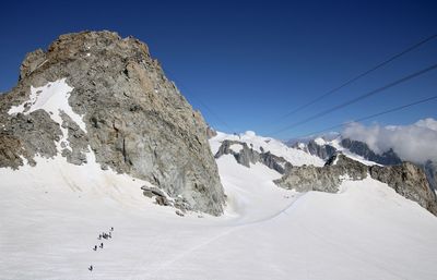 Scenic view of snow covered mountains against sky